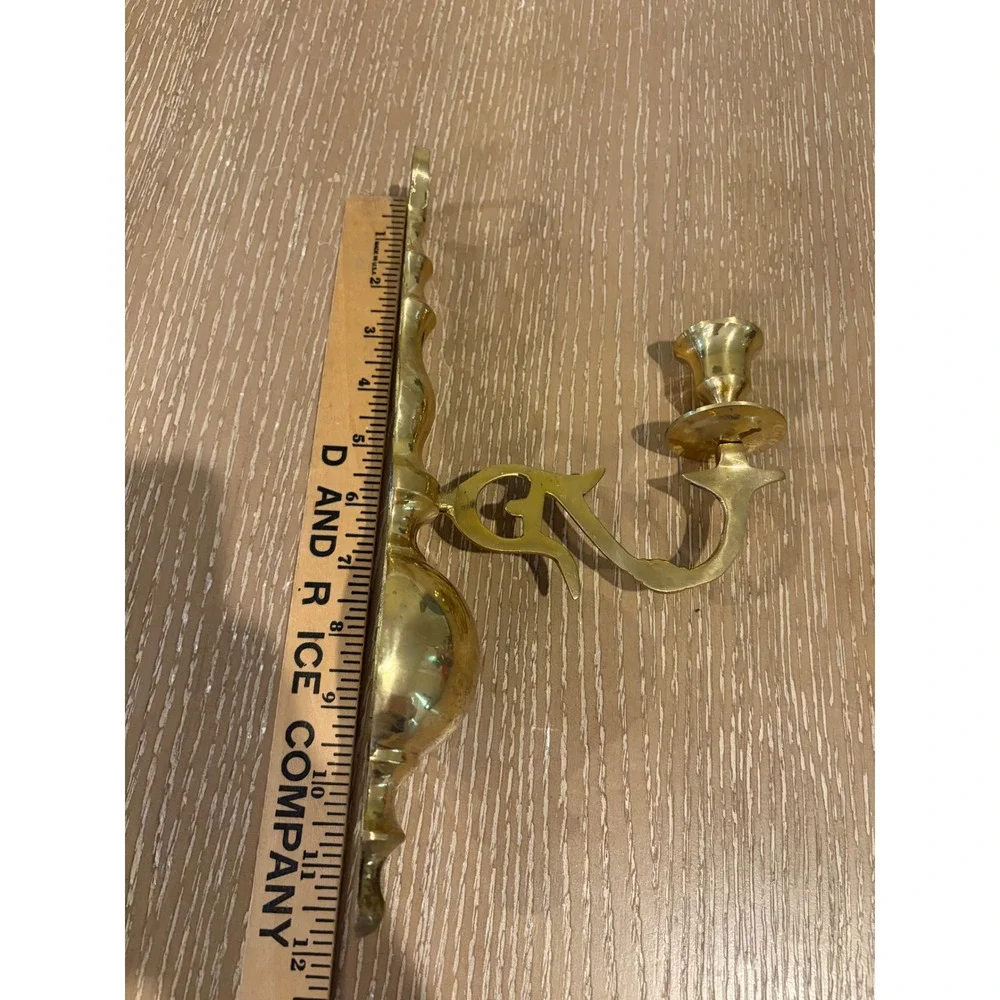 Vintage Brass Wall Sconce Candle Holder Ornate Hanging Taper Candlestick Decor